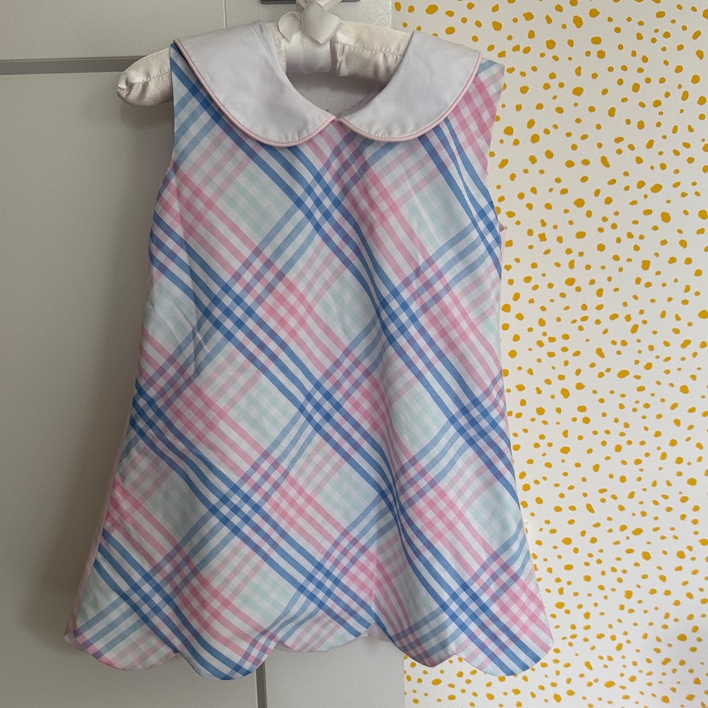 The Beaufort Bonnet Company Plaid Sleeveless Dress with Peter Pan Collar